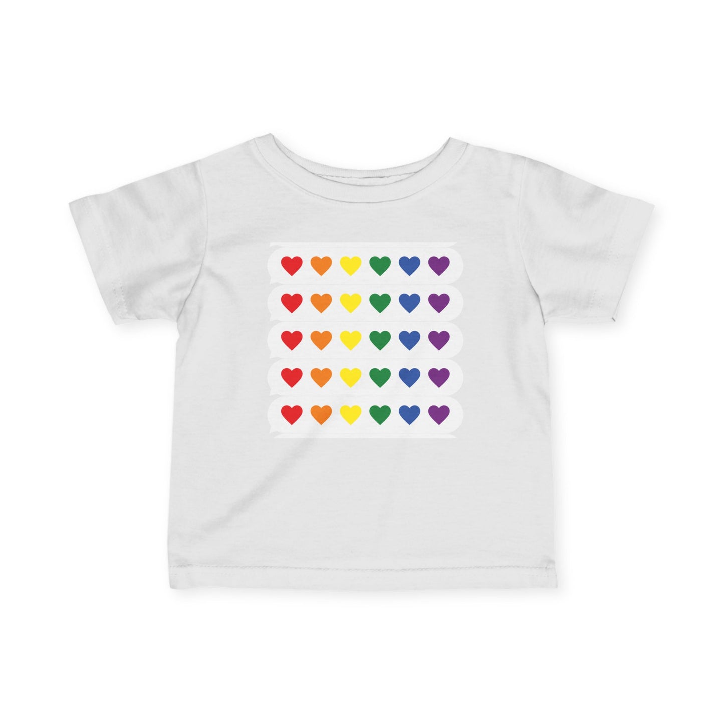 Infant Tee — Rainbow Heart Grid Baby Shirt (Pride Infant Fine Jersey Tee)