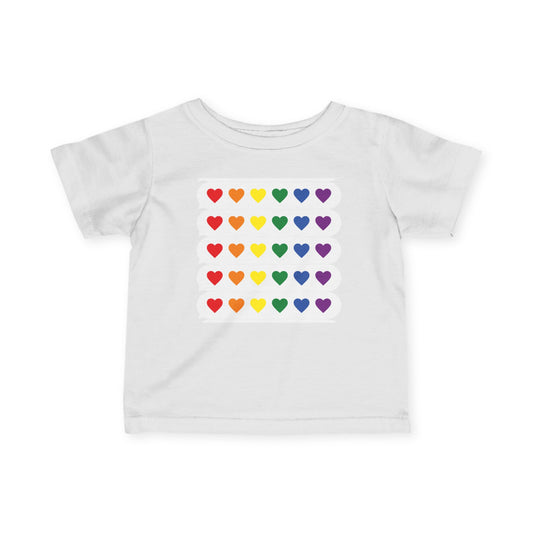 Infant Tee — Rainbow Heart Grid Baby Shirt (Pride Infant Fine Jersey Tee)